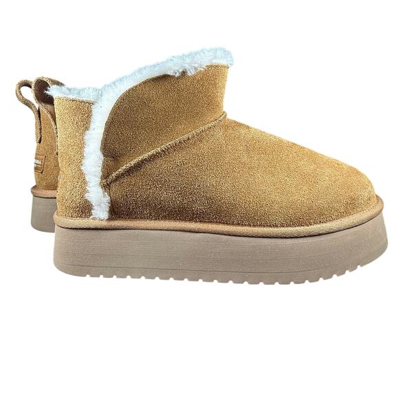 Koolaburra by UGG Koola Ultra Mini Platform Boots Chestnut Suede Size 10 - Picture 5 of 9
